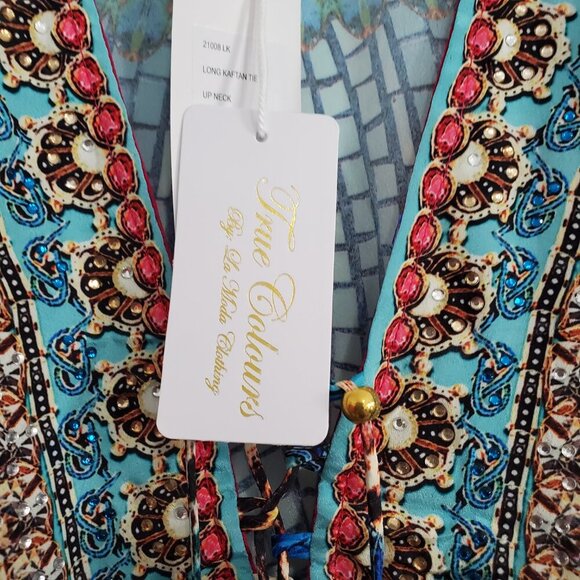 Gorgeous Jungle Mix Maxi Dress Swimsuit Cover-up Caftan Dress Multicolor | OS - Picture 7 of 7